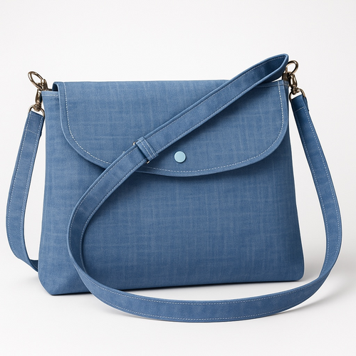 Blue Crossbody Bag with Polka Dot Lining 💙✨