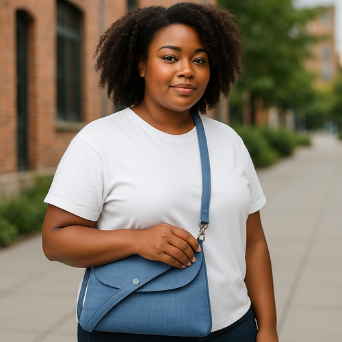 Blue Crossbody Bag with Polka Dot Lining 💙✨