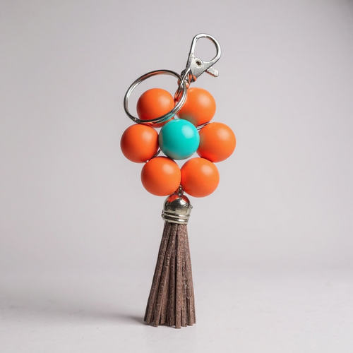 Handmade Silicone Bead Keychain – Floral Design