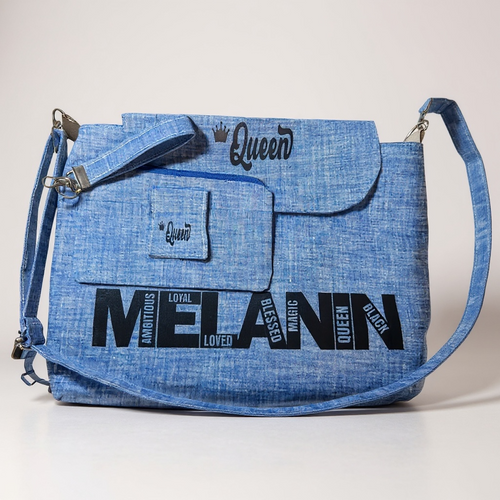 Melanin Queen Denim Bag & Matching Wallet Set 👑💙